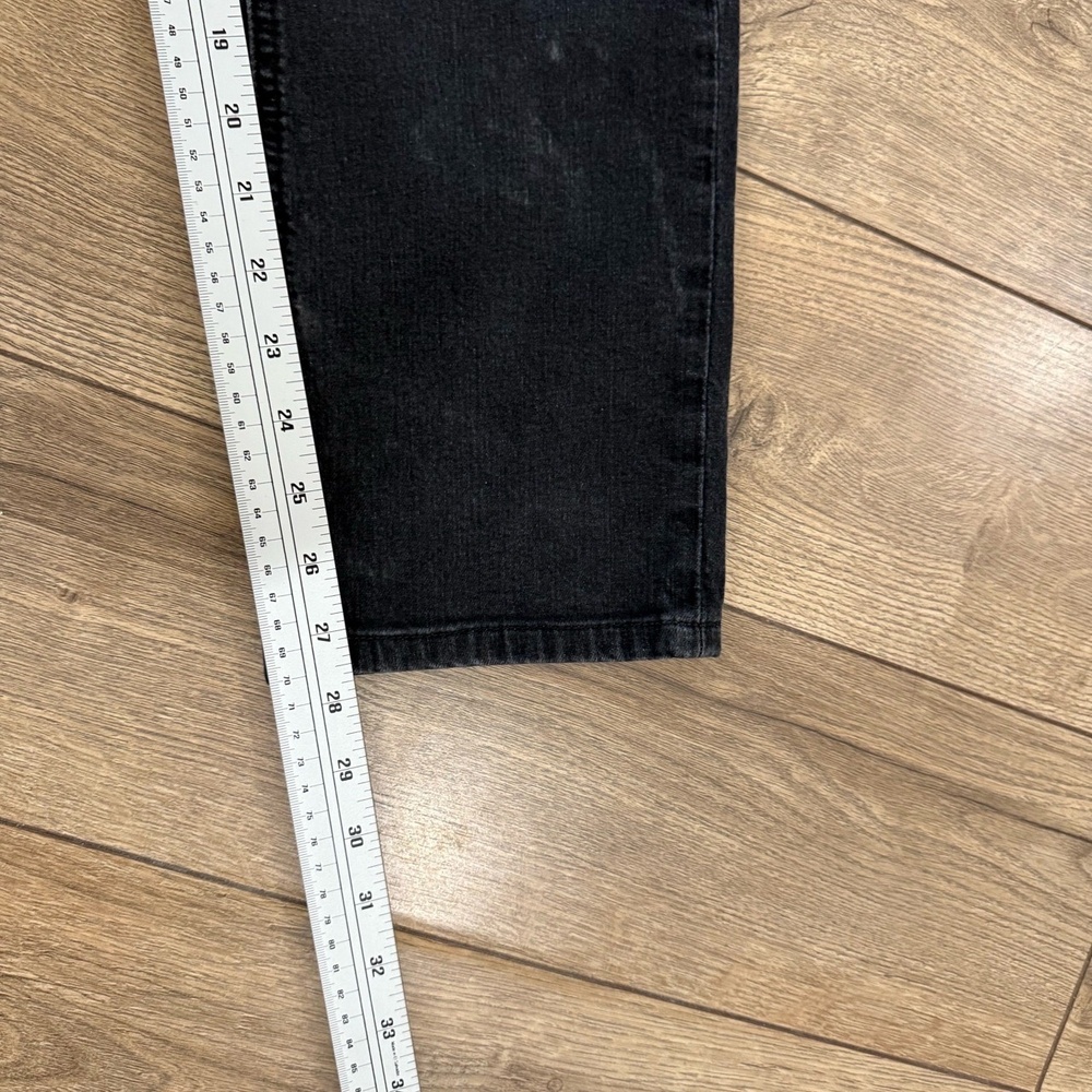 Barbell Jeans Mens 30 Black Slim Fit Black Denim Leather‎ Brand Patch Athletic - Picture 4 of 6